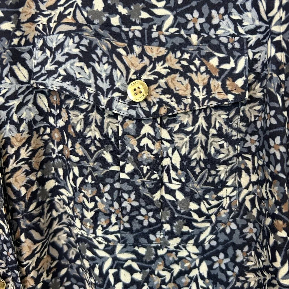 Tory Burch Shirt Size 6 Blue Floral Print Button Up Long Sleeve - Picture 6 of 8